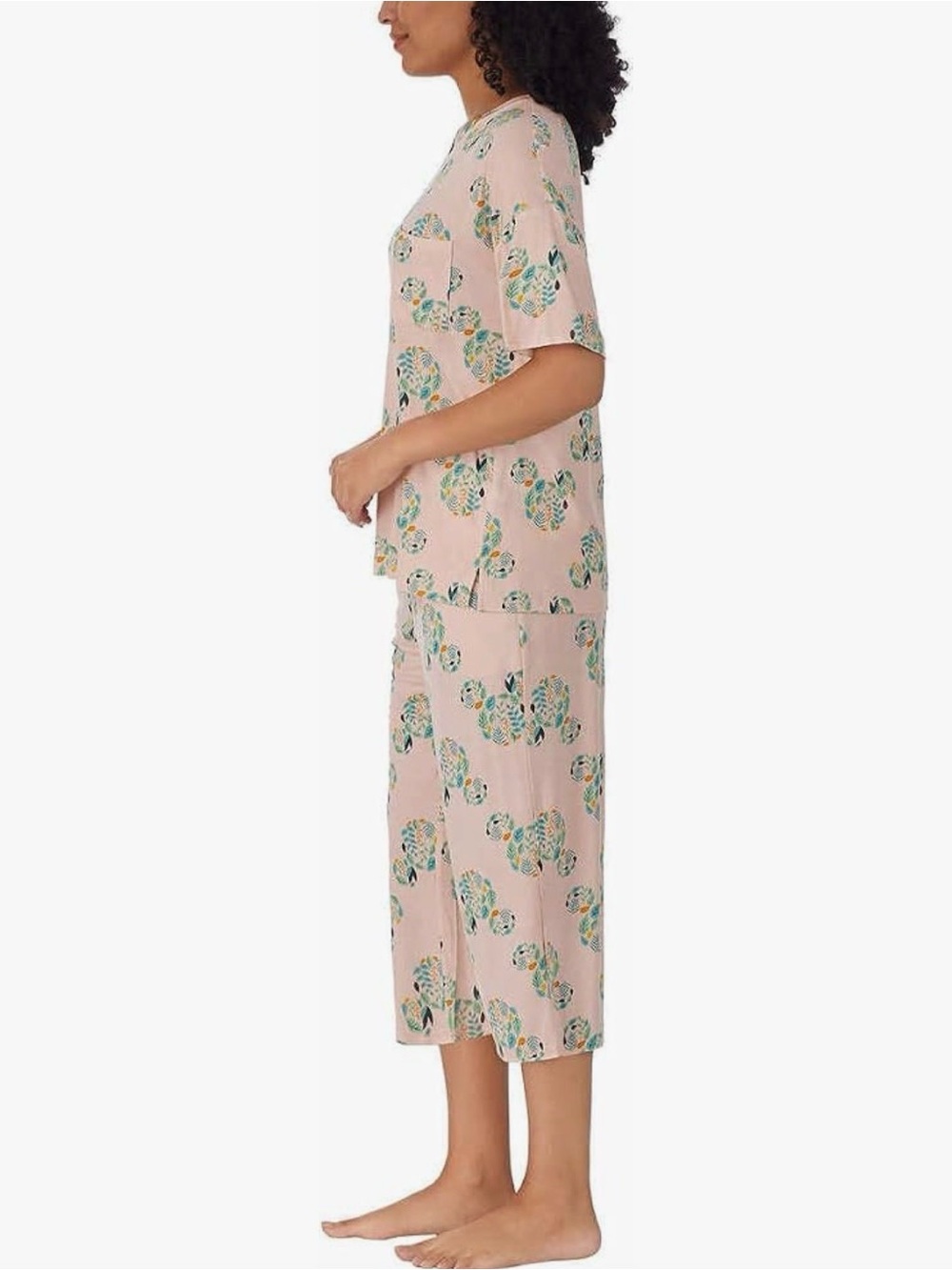 Disney 2 Piece Capri Pajama Set Mickey Mouse Pink Size M ( would fit L) - Picture 3 of 14